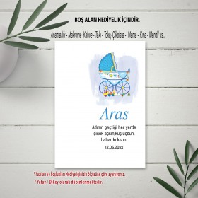 Hediyelik Kartı 0098 - Mavi Bebek Arabası Temalı Kartlar