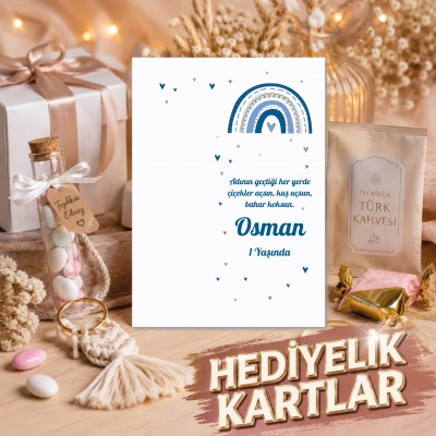 Hediyelik Kartı 0108 - Mavi Gökkuşağı Anahtarlık Kartı