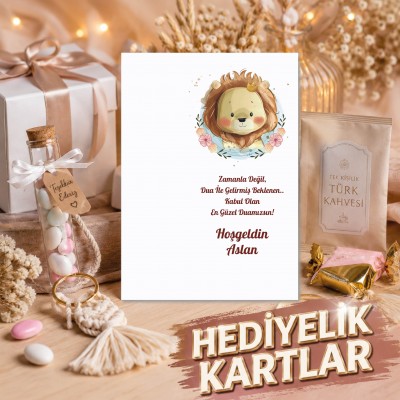 Hediyelik Kartı 0109 - Aslan Temalı Makrome Anahtarlık Kartı