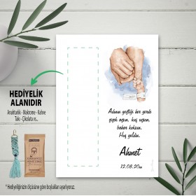 Hediyelik Kartı 0116 - Yenidoğan Erkek Bebek Anahtarlık Kartı 
