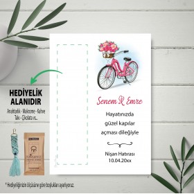 Hediyelik Kartı 0122 - Bisiklet Temalı Nişan Hatırası Hediye Kartı