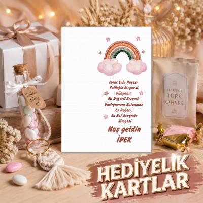 Hediyelik Kartı 0126 - Gökkuşağı Tasarım Doğum Günü Hatırası
