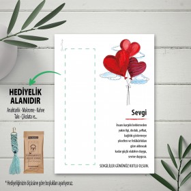Hediyelik Kartı 0127 - Aşk Temalı Balonlu Anahtarlık Kartı