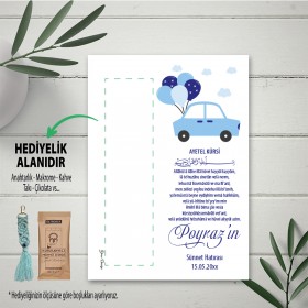 Hediyelik Kartı 0131 - Mavi Araba Bebek Hediye Kartı