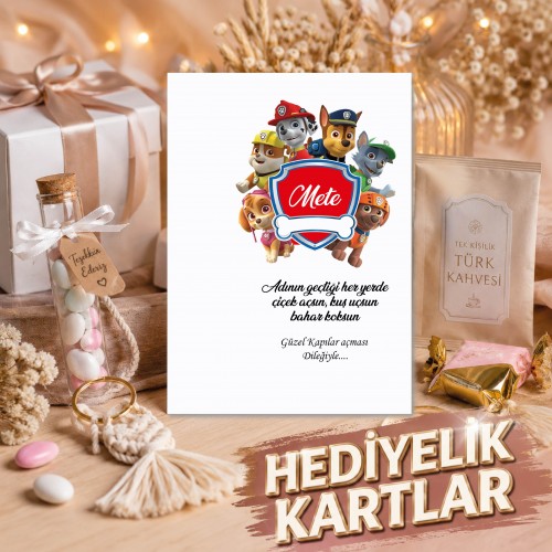 Paw Patrol Temalı Ürünler Hediyelik Kartı - Yaren Davetiye