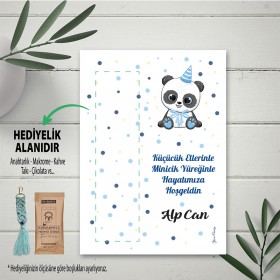 Hediyelik Kartı 0159 - Panda Tasarım Mavi Anahtarlık Kartı