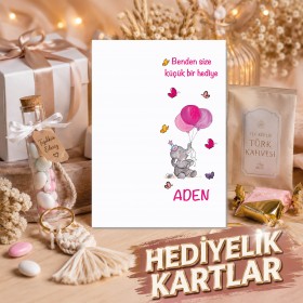 Hediyelik Kartı 0187 - Fil Temalı Anahtarlık Kartı