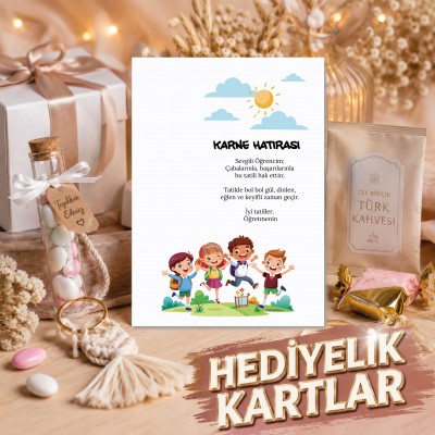 Hediyelik Kartı 0224 - Ara Tatil Karne Hatırası, Karne Hediyesi Kart