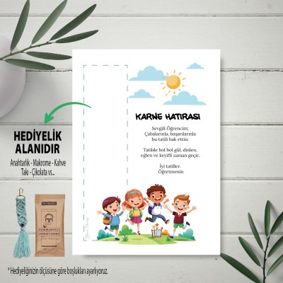 Hediyelik Kartı 0224 - Ara Tatil Karne Hatırası, Karne Hediyesi Kart