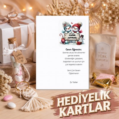 Hediyelik Kartı 0225 - Ara Tatil Karne Hatırası, Karne Hediyesi Kart