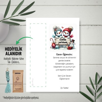 Hediyelik Kartı 0225 - Ara Tatil Karne Hatırası, Karne Hediyesi Kart