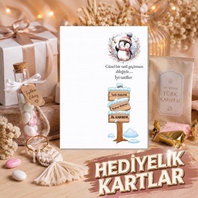 Hediyelik Kartı 0226 - Ara Tatil Karne Hatırası, Karne Hediyesi Kart