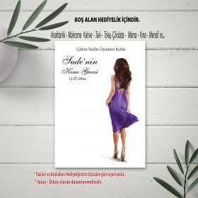 Hediyelik Kartı 0241 -Mor Elbiseli Kına Kızı Tasarım