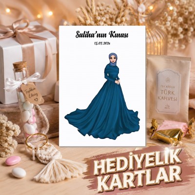 Hediyelik Kartı 0263 - Tesettürlü Kızı Tasarım Hediye Kartı