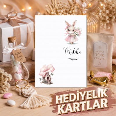 Hediyelik Kartı 0272 - Sevimli Tavşan Tasarım