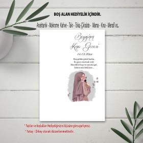 Hediyelik Kartı 0237 - Tesettürlü Gelin Kına Kızı Tasarım