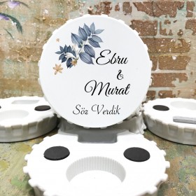 Kapak Magnet Açacaklı 0718 - Mavi Çiçekli Tasarım