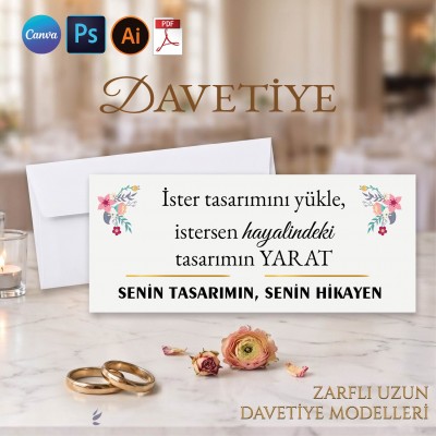01 - Davetiye Tasarla Yatay ( 19 x 8 cm )