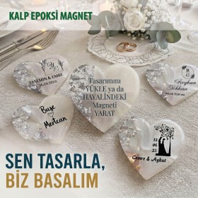 01 - Kalp  Epoksi  Magnet Tasarla (Gümüş)