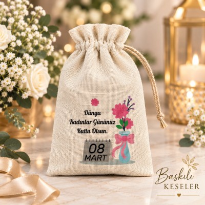 Baskılı Kese 0002 - 8 Mart Kadınlar Günü Hediyelik Kese