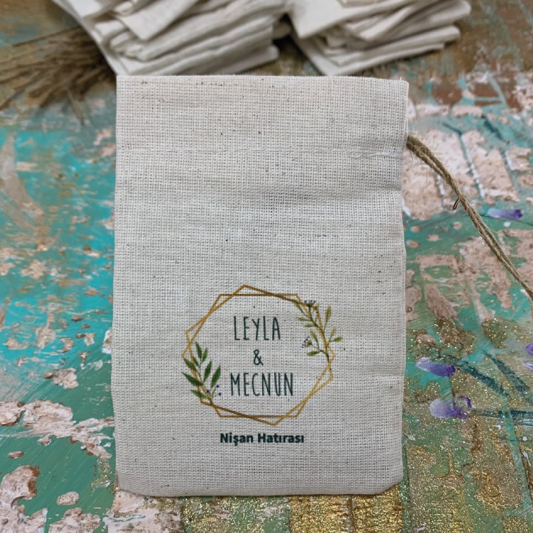 Baskılı Kese 0004 - Yeşil Yapraklı Tasarım