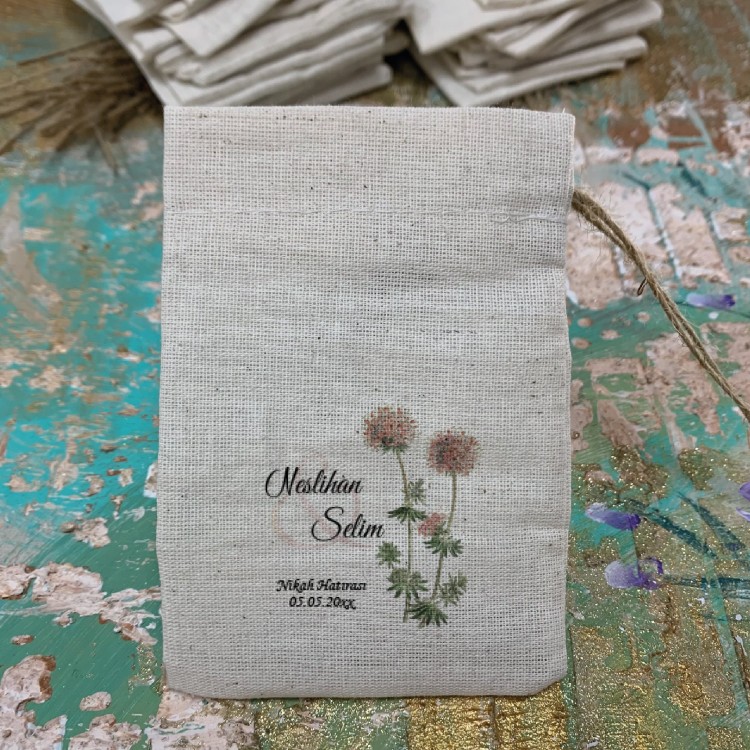 Baskılı Kese 0006 - Çiçekli Hediyelik Kese