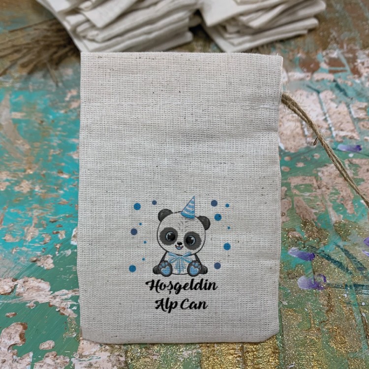 Baskılı Kese 0010 - Panda Temalı Hediyelik Kese