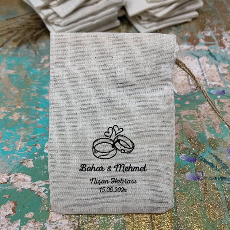 Baskılı Kese 0015 - Yüzük Temalı Hediyelik Kese