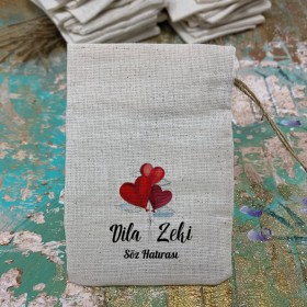 Baskılı Kese 0018 Kırmızı Kalp Balonlu Hediyelik Kese