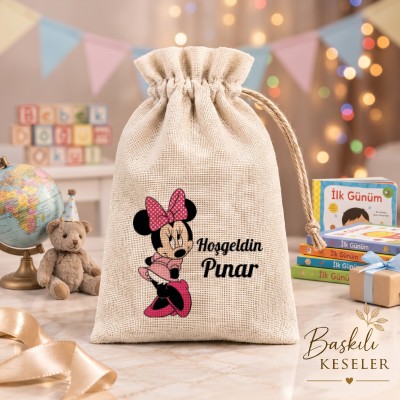 Baskılı Kese 0027 - Minnie Mouse Temalı Hediyelik Kese