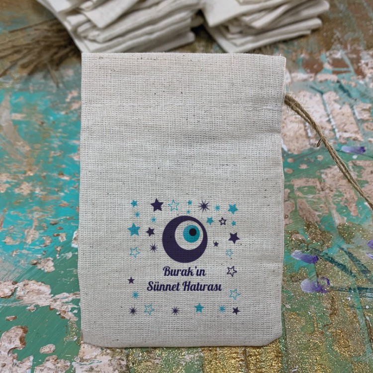 Baskılı Kese 0034 - Nazar Boncuğu Temalı Hediyelik Kese
