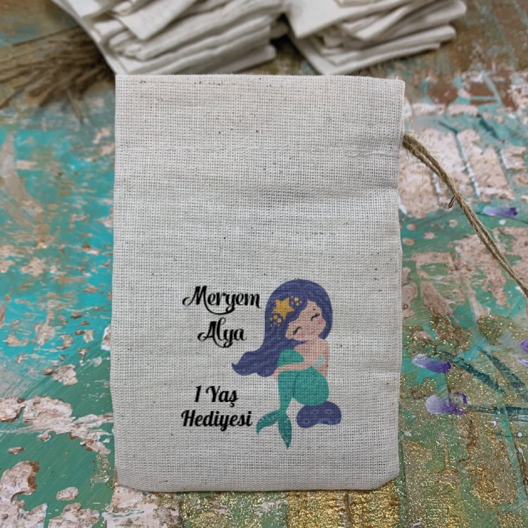 Baskılı Kese 0037 Deniz Kızı Temalı Hediyelik Kese