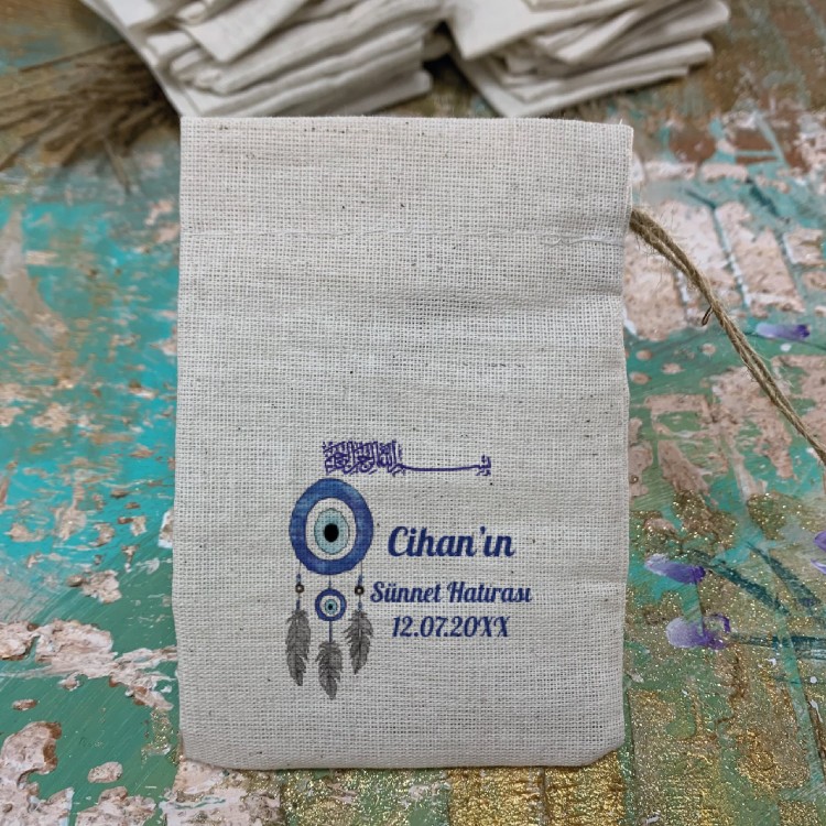 Baskılı Kese 0038 - Nazar Boncuğu Hediyelik Kese