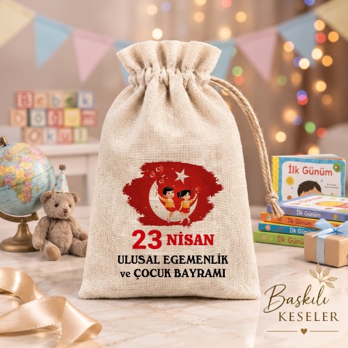 Baskılı Kese 0040 - 23 Nisan Çocuk Bayramı Temalı Hediyelik Kese