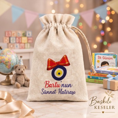Baskılı Kese 0052 - Nazar Boncuğu Sünnet Hatırası Hediyelik Kese