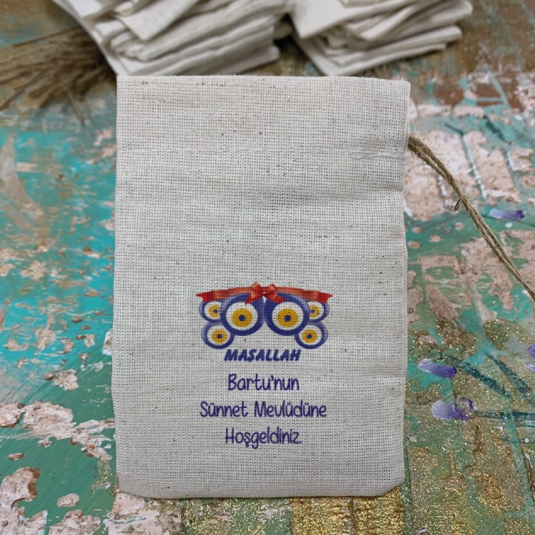 Baskılı Kese 0053 - Nazar Boncuğu Sünnet Hatırası Hediyelik Kese