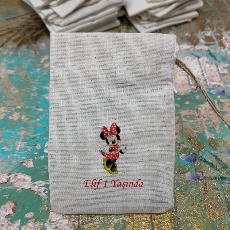 Baskılı Kese 0114 - Minie Mouse Tasarım Hediyelik Kese