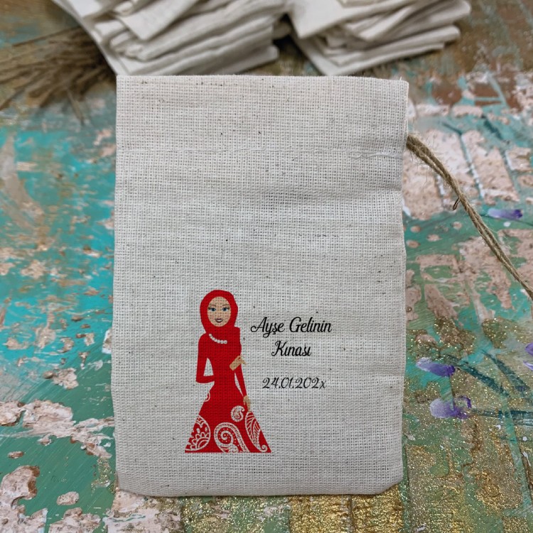 Baskılı Kese 0116 - Kına Gecesi Hatırası Hediyelik Kese