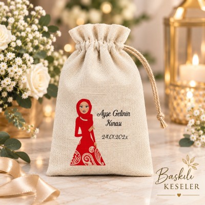 Baskılı Kese 0116 - Kına Gecesi Hatırası Hediyelik Kese