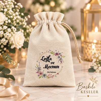 Baskılı Kese 0123 - Çiçekli Tasarı Hediye Kesesi