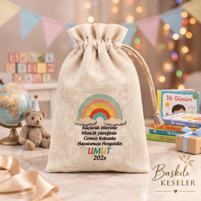 Baskılı Kese 0264 - Gökkuşağı Temalı Hediyelik Kese