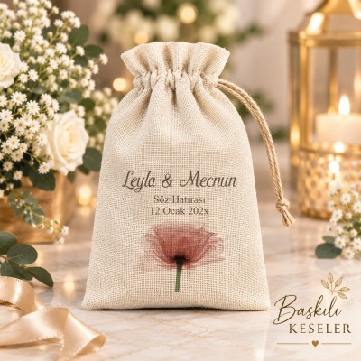 Baskılı Kese 0271 - Gelincik Tasarım Hediye Kesesi