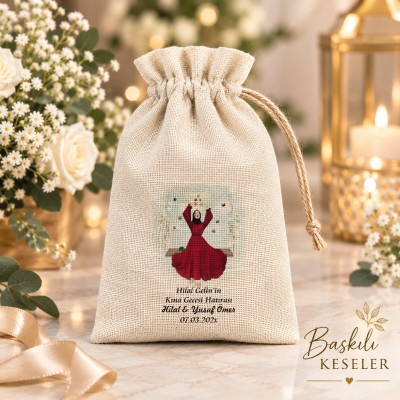Baskılı Kese 0280 - Kına Kızı  Tasarım Hediyelik Kese