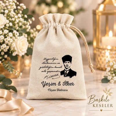 Baskılı Kese 0353 - Atatürk Tasarım Hediyelik Kese