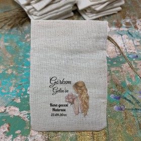 Baskılı Kese 0365 - Kına Kızı Tasarım Kına Gecesi Hatırası Hediyelik Kese