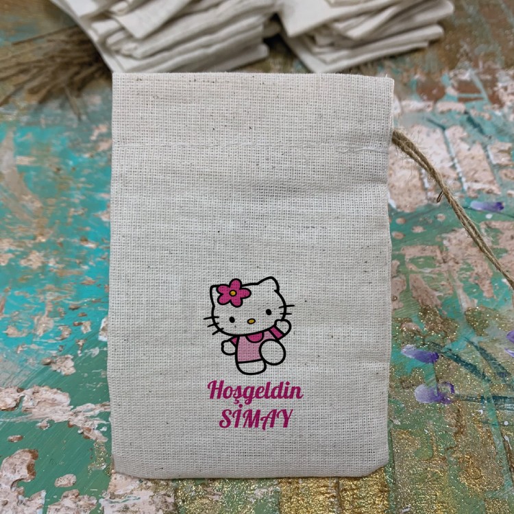 Baskılı Kese 0526 - Hello Kitty Tasarım Hediyelik Kese