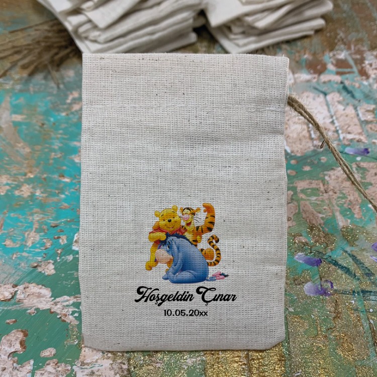 Baskılı Kese 0537  - Winnie the pooh Tasarım Hediyelik Kese