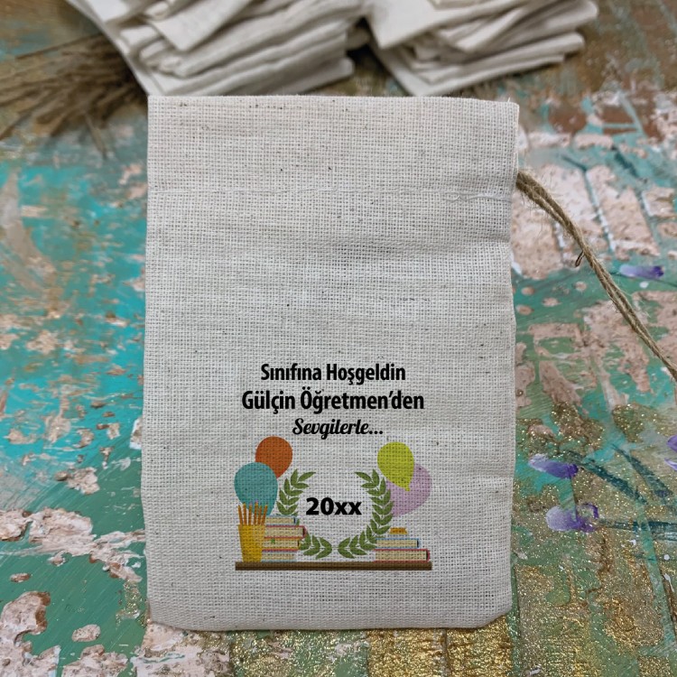 Baskılı Kese 0555 - Okulda ilk Gün Hatırası Hediyelik Kese