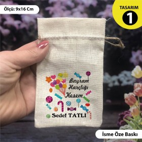 01 - İsime Özel Baskılı Bayram  Kese 0562 - Ramazan Bayramı Harçlık Keseleri