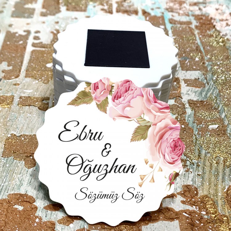 Magnet 0009 - Pembe Çiçekli Tasarım